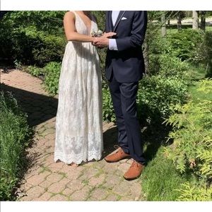 Formal Prom Long Dress Lace Overlay